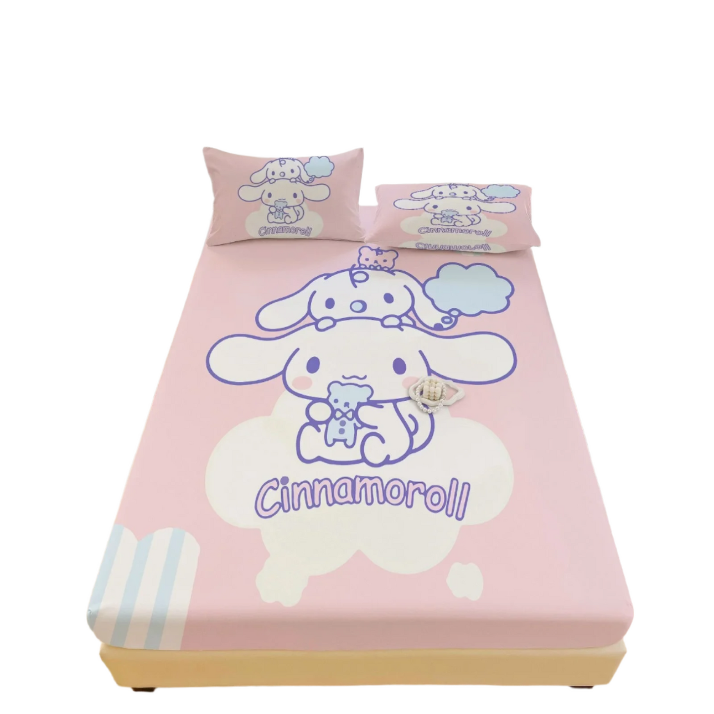 Hemasa  Bed Mattress Cover Cute Cartoon Painted Bed Linen Fitted Sheet For Kids Adult Single Double Size