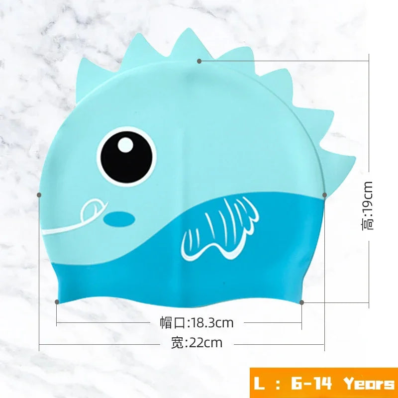 Hemasa Cartoon Cute Fish Shark Silicone Swimming Cap for Children  Kids Swimming Cap