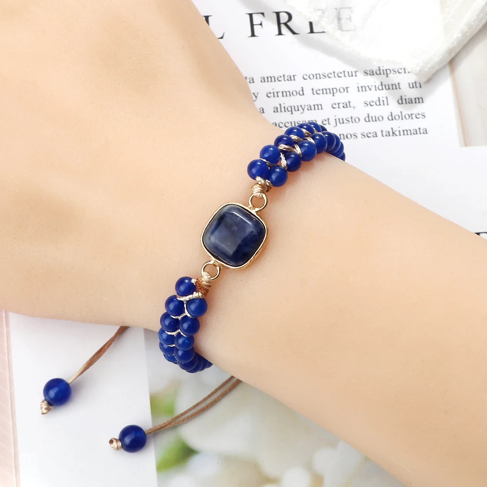 Natural Lapis lazuli Healing Beads Bracelets For Men Handmade Charm Natural Stone Beaded Bracelets Women Yoga Meditation Jewelry