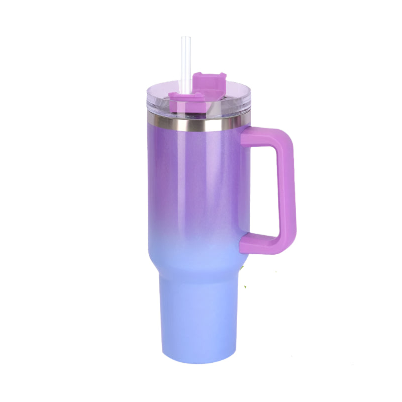 Hemasa 40oz  Stainless Steel Cup Thermal Keeps Cold and Heat Water Bottle with Handle Rainbow Thermal Mug