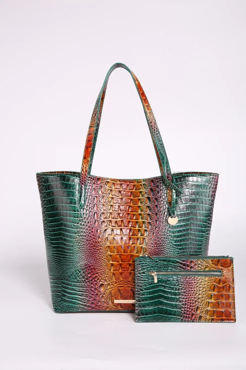 Leather Fashion Two Piece Crocodile Pattern Single Shoulder Tote Bag