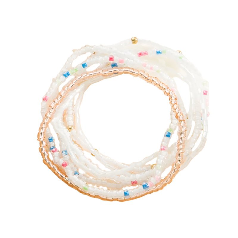 Hemasa  Rice Bead Bracelet Hand Color Charm Bracelet For Women Layered Crystal Bracelets