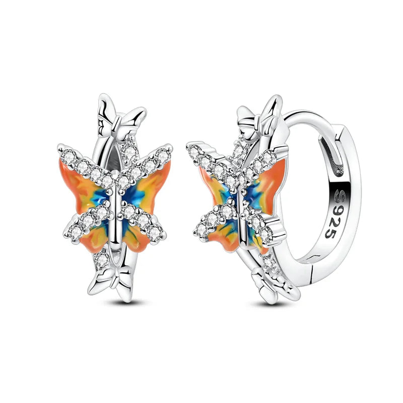 2025 Women's Earrings 925 Silver Butterfly Series Luxury Jewelry CZ Color Party Anniversary Gift