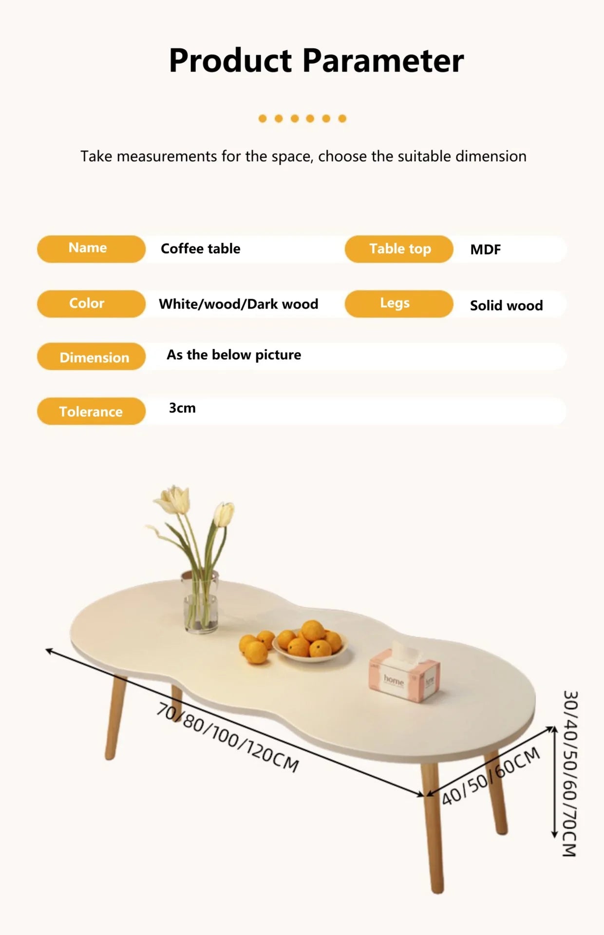 Formwell 100*50cm top 2 tier Peanut-Shaped Coffee Table Sofa Table Accent Table for Living Room easy assembling solid wood legs