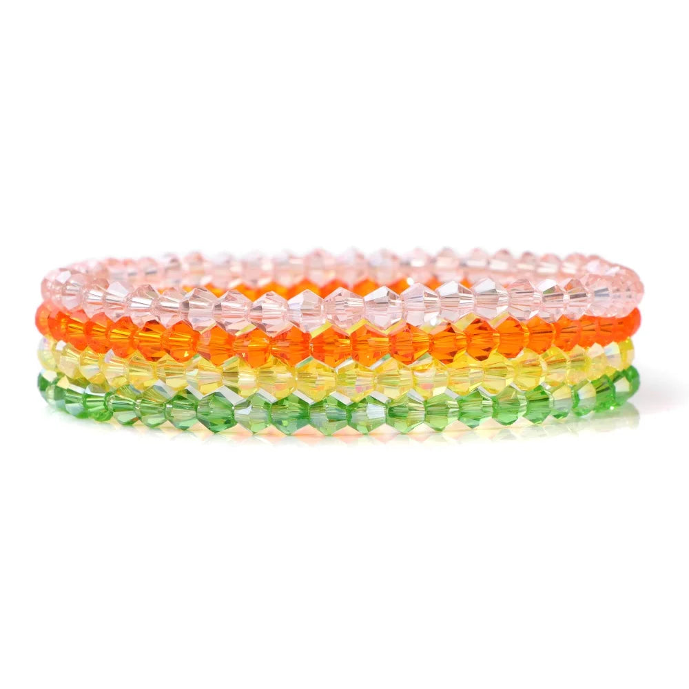 Crystal Bracelet Shiny 4Pcs/Set Faceted Czech Austria Crystal Beads Bracelet Women Men Bangles Shiny Jewelry Fashion Party Y2K