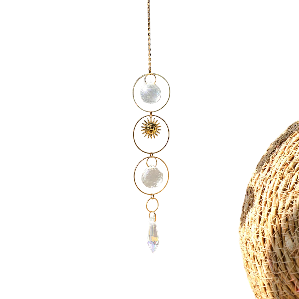 Hemasa Crystal Suncatcher Rainbow Prism Moon Sun Catcher Garden Decoration/ Outdoor Suncatchers Window Hanging Moon Crystal Decoration