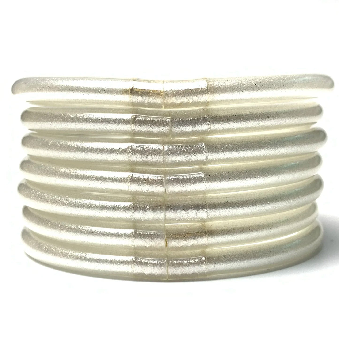 Tejesa 65mm 7pcs/set Buddhist Bracelet Jelly Silicone Bracelets Bangle for Women Upgraded Metallic Texture Bracelet for Women