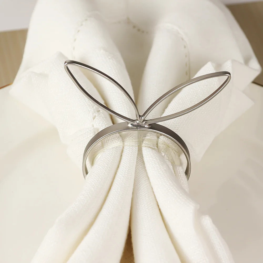 Hemasa 6Pcs Rabbit Ears Napkin Rings /Bunny Head Napkin Holder Rings