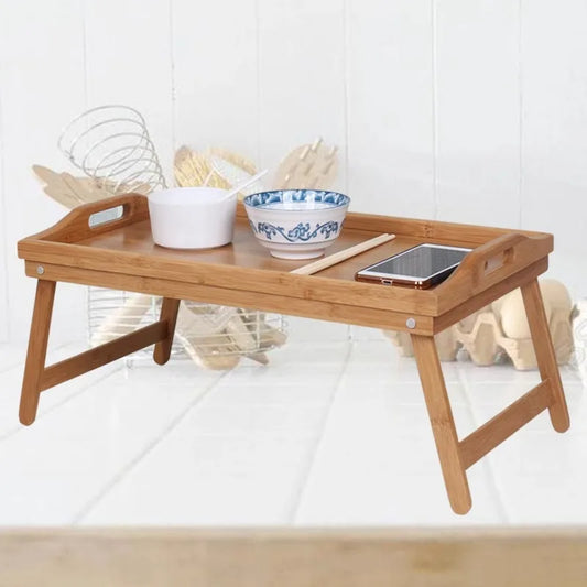 50x30x24cm Portable Natural Bamboo Bed Breakfast Tray Laptop Desk Reading Gaming Desk Folding Table Useful Simple Woolden Tool