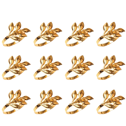 Hemasa 6 Pieces  Leaf Napkin Rings /Buckle Napkin Holder for Christmas