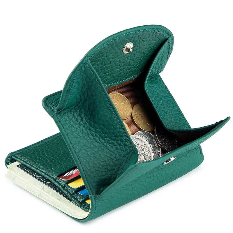 Tejesa Genuine Leather Rfid Blocking Credit Card Wallets /Short Compact Cute Small Coin Purse for Women