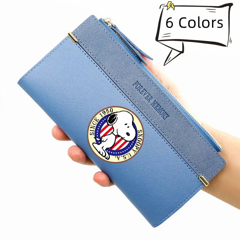 Kawaii Snoopy Wallets Fashion Women Long Purses Handbags Coin Purse Cards Holder PU Leather Billfold Wallet Storage Bag Gifts