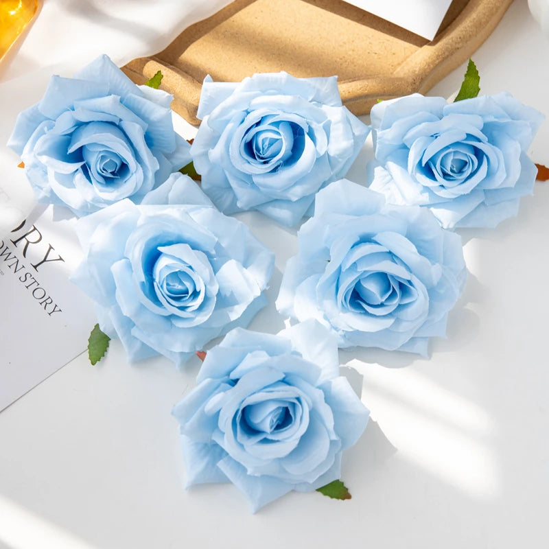 100PC 10CM Wholesale Artificial Flowers for Scrapbook Christmas Home Decor Wedding Garden Rose Arch Fake Silk Head Candy Box