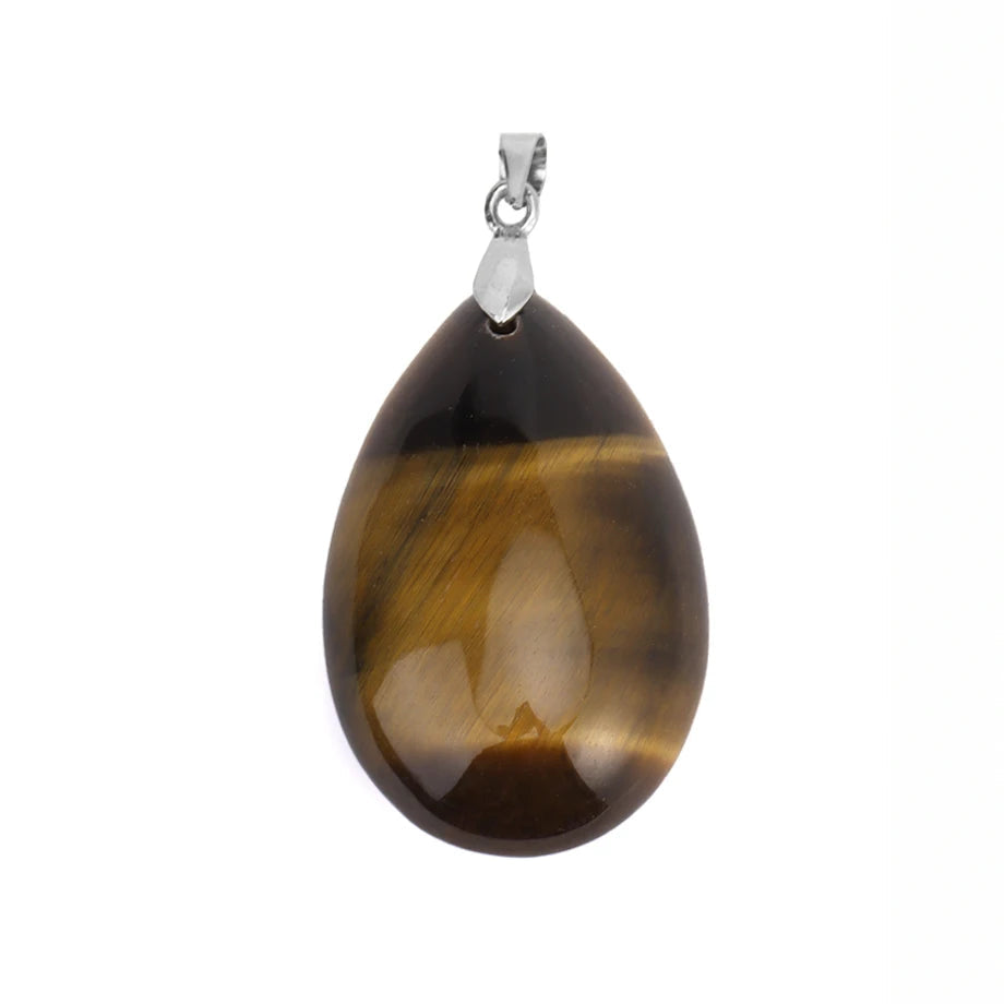 Hemasa Natural Stone Necklace for Women /Water Drop Pendant Healing Tiger Eye Amethysts Crystal Pendants Necklaces H351