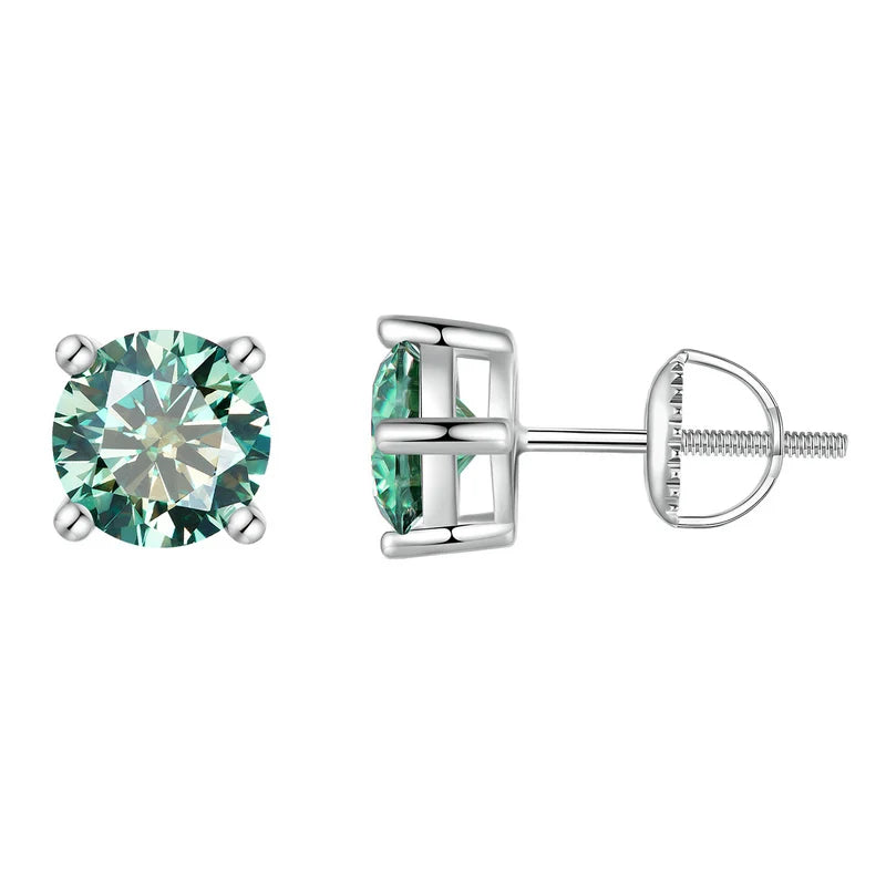 BAMOER Green Moissanite Earrings for Women Solid 925 Sterling Silver Heart Prong 2CTTW VVS1 Lab Diamonds Wedding Jewelry