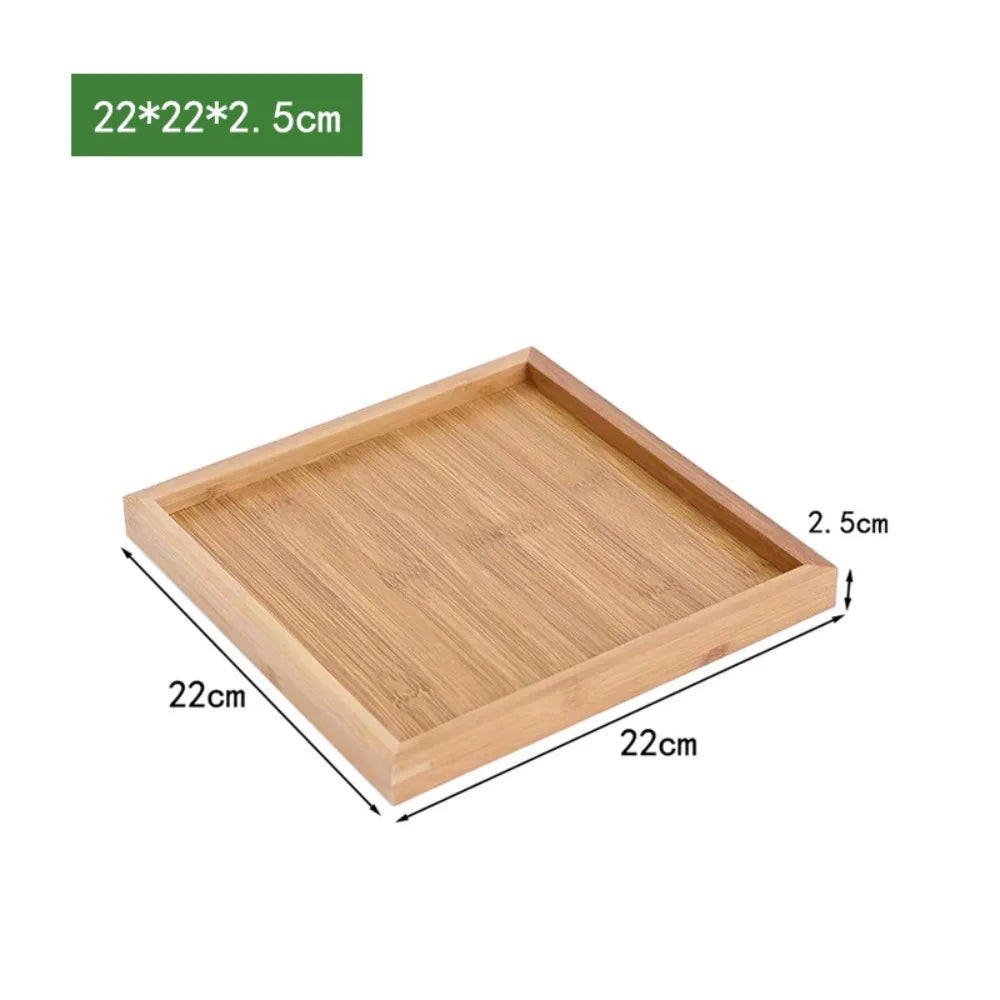 New Rectangular Bamboo Storage Tray Retro Solid Wood Storage Plate Household Tea Tray Water Cup Plate Home Kitchen Supplies