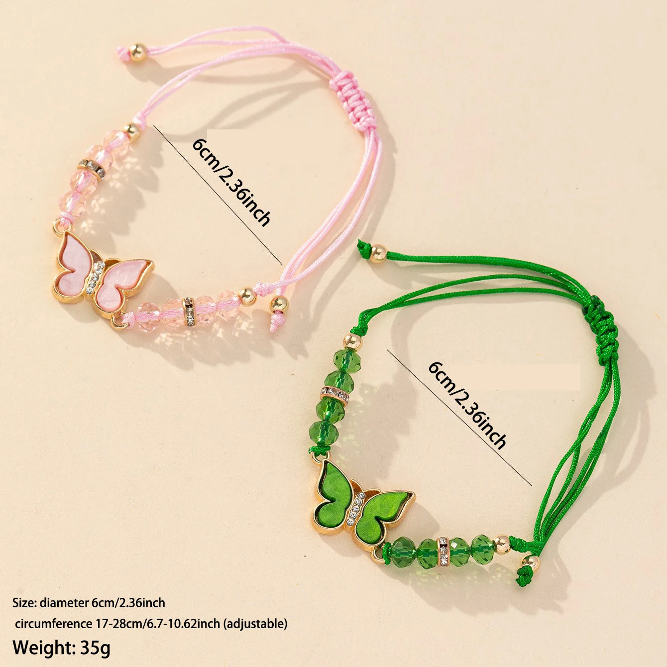 12 Pieces Fashionable Multi-Color Crystal Butterfly Beaded Bracelets For Women's Minimalist Hand Woven Bracelets