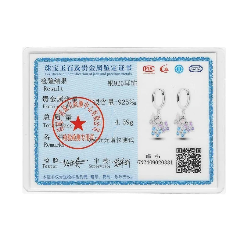 2025 Women's Earrings 925 Silver Butterfly Series Luxury Jewelry CZ Color Party Anniversary Gift