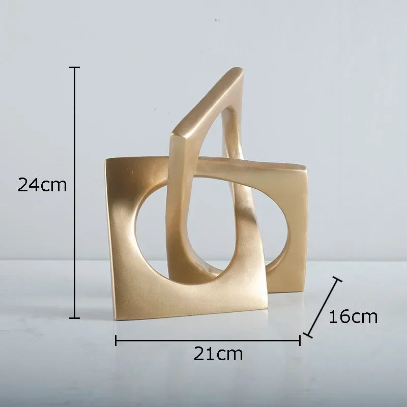 Tejesa Abstract Geometric Distortion Ornaments Crafts Desk Decoration Golden Square Collar Artwork Statue Room Aesthetics Decor
