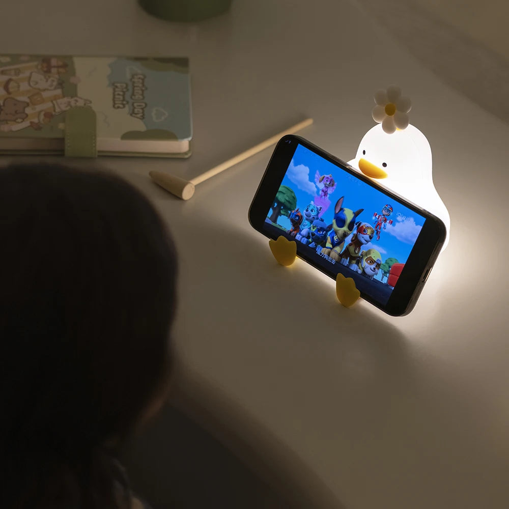 Hemasa Cute Duck Led Night Light USB Rechargeable Nightlights Silicone Lamp Touch Switch Children Kid Bedroom Decoration Birthday Gift