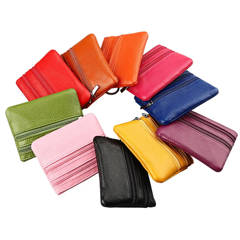 Fashion Women Men Kids Mini Wallet Ladies Double Zipper Coin Purse Multifunctional Small Coin Credit Card Key Ring Wallet