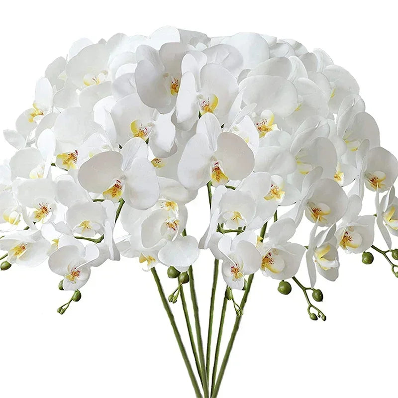 32" Artificial Butterfly Orchid Fake Phalaenopsis Flowers 6 Pcs Artificial Orchid Stem Plants for Wedding Home Decoration