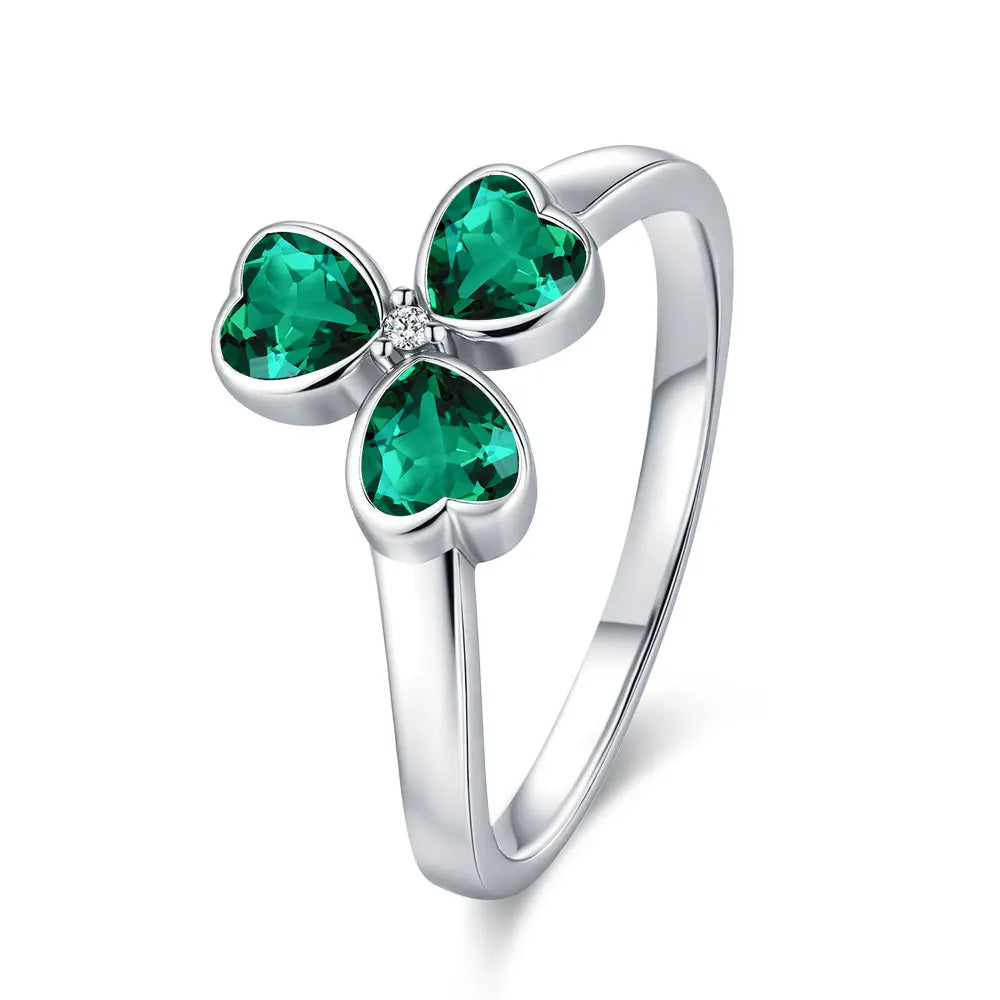 Tejesa 925 Sterling Silver Ring Women's Cubic Zirconia Lucky Clover Multi Layer Ring /Wedding Ring