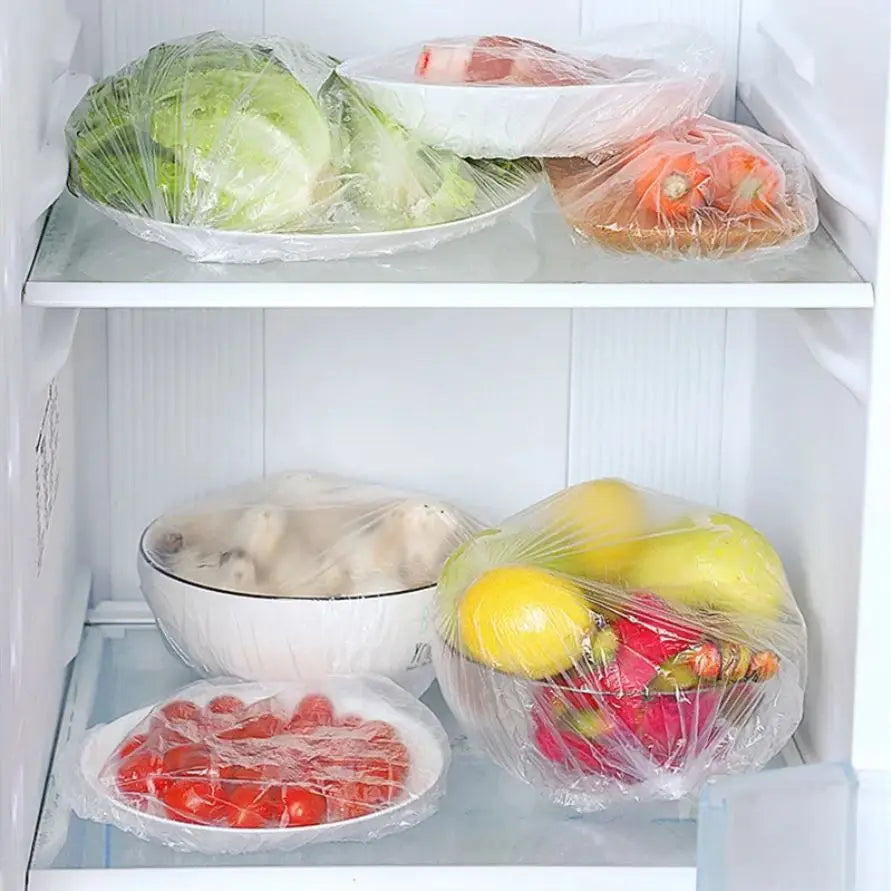 Disposable Food Cover Colorful Big Saran Wrap Food Grade Fruit Vegetable Storage Bag Elastic Plastic Kitchen Fresh Keeping Bags