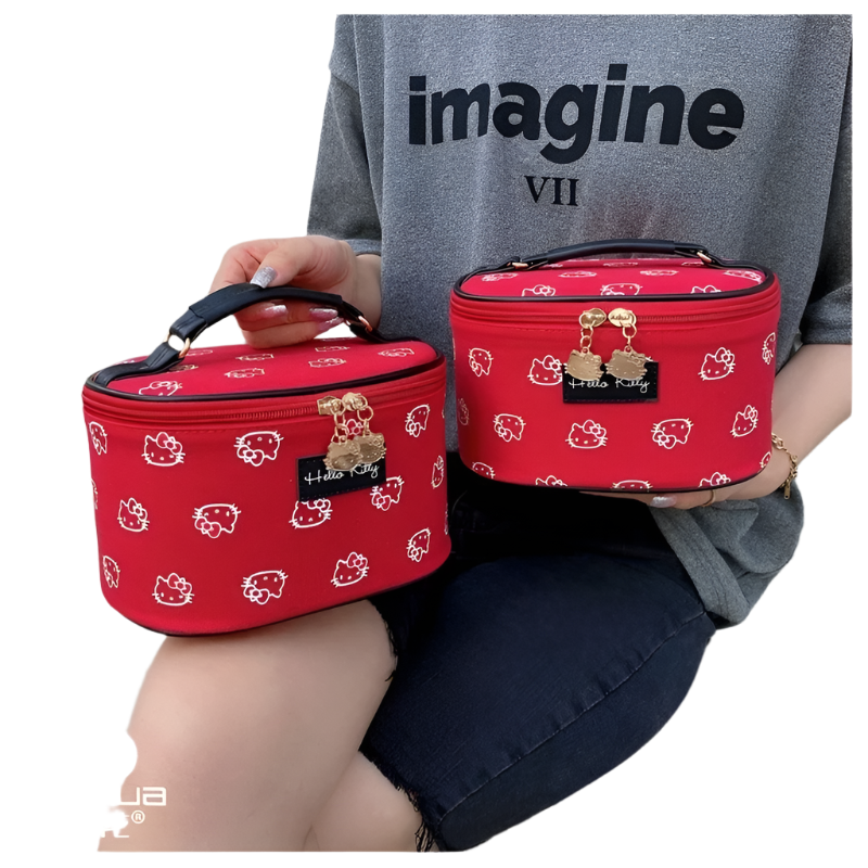 Hemasa 2PCs  Cosmetic Bag Makeup Case Wash Bags Women Bags Make Up Pouch Hello Kitty bag