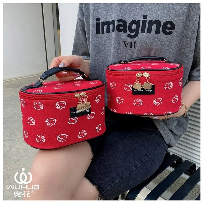 Hemasa 2PCs  Cosmetic Bag Makeup Case Wash Bags Women Bags Make Up Pouch Hello Kitty bag