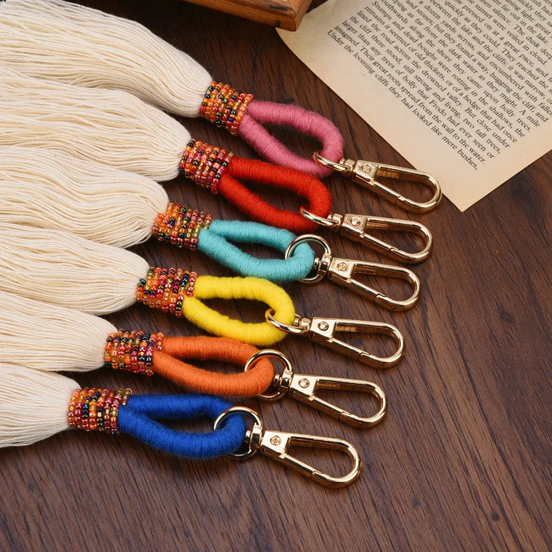 Hemasa   Hand Woven Key Chain Millet Bead Accessories Tassel Key Chain Bag Pendant Accessories Jewelry Dropshipping