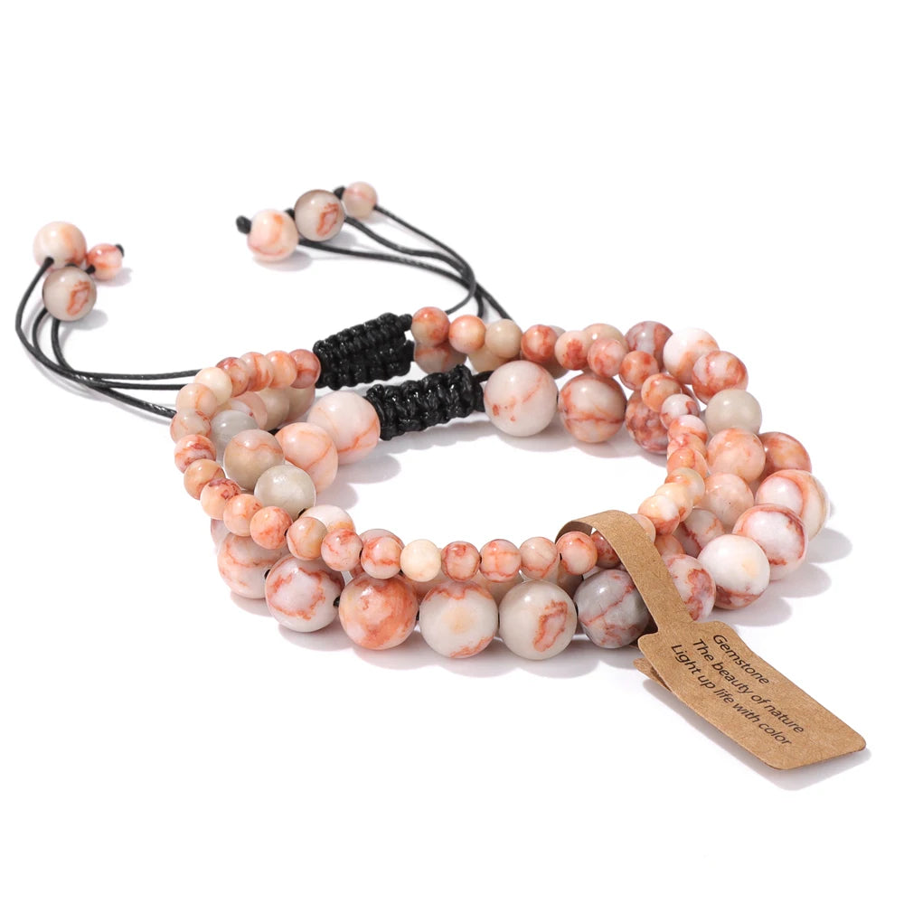 Tejesa  3pcs  Amazonite Bracelets for Women Men 4/6/8mm Beads Braided Bracelet Handmade Adjustable Wristbands Jewelry