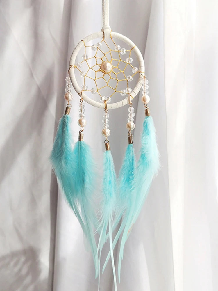 Hemasa Hand-woven   Feather Wind  Chime   Dream Catcher for Valentine's Day Gift Bedroom Hanging Ornaments Home Decoration