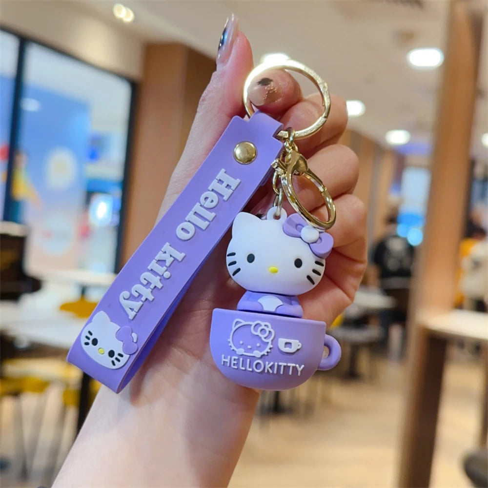 Sanrio Hello Kitty Key Chain Women Cute Cartoon Kuromi Keychain Girl Schoolbag Shoulder Bag Car Keyring Kid Children Kawaii Gift