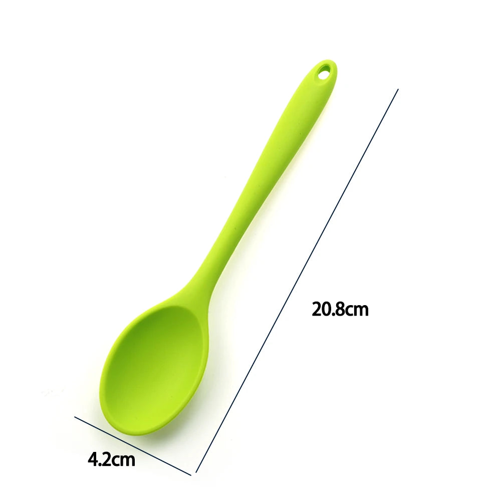 Hemasa  1Pc Soft Silicone Spoon Stirring  Long Handle Tableware Cooking Utensils Ladle Kitchen Accessories