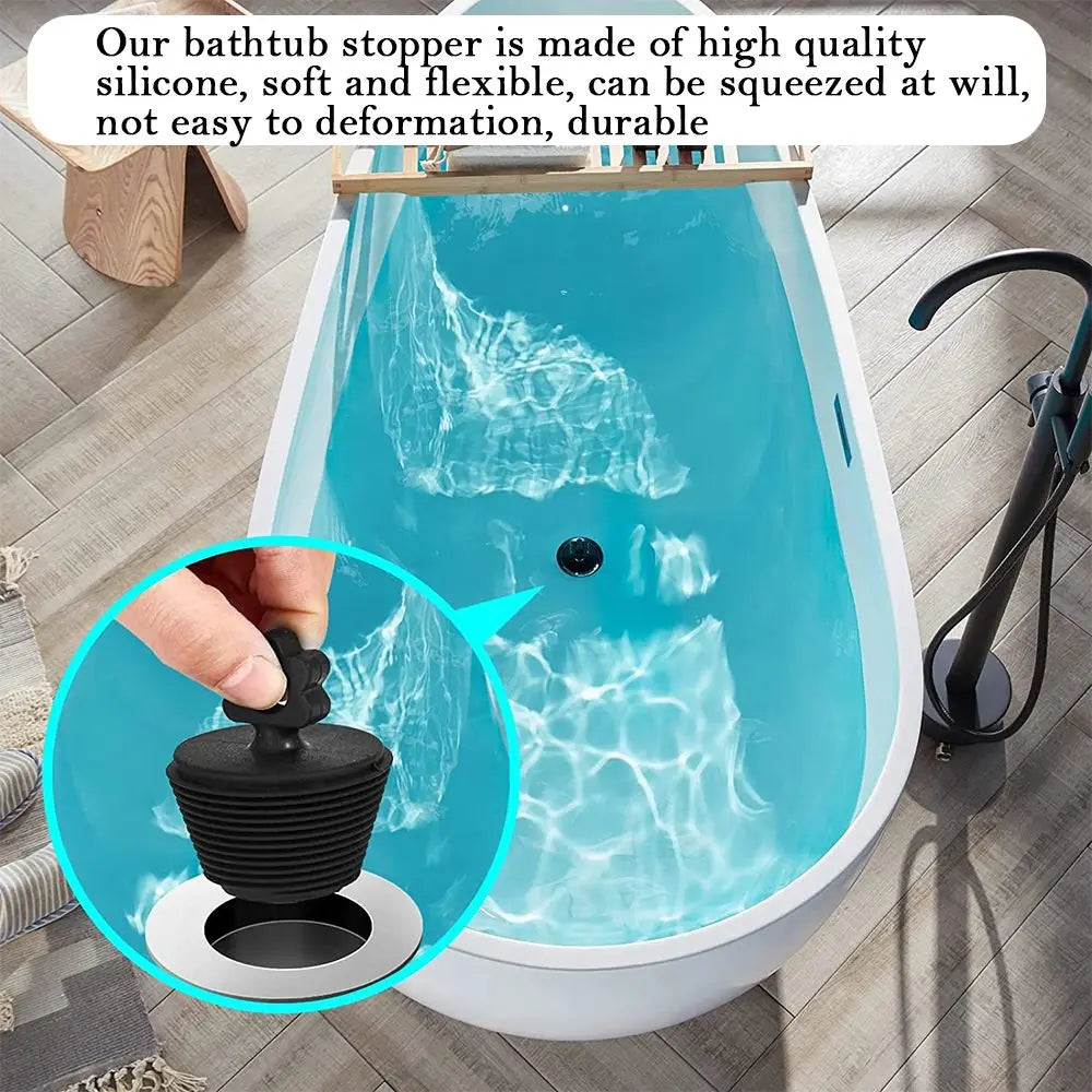 Hemasa 2Pcs Silicone Drain Stopper Universal Bathtub Plug Shower Bath Tub Sink Drains Replacement Bathroom Accessories