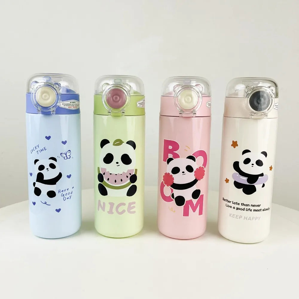 Hemasa 500ml Panda Cartoon Male and Female Students  Cute Thermos Cup