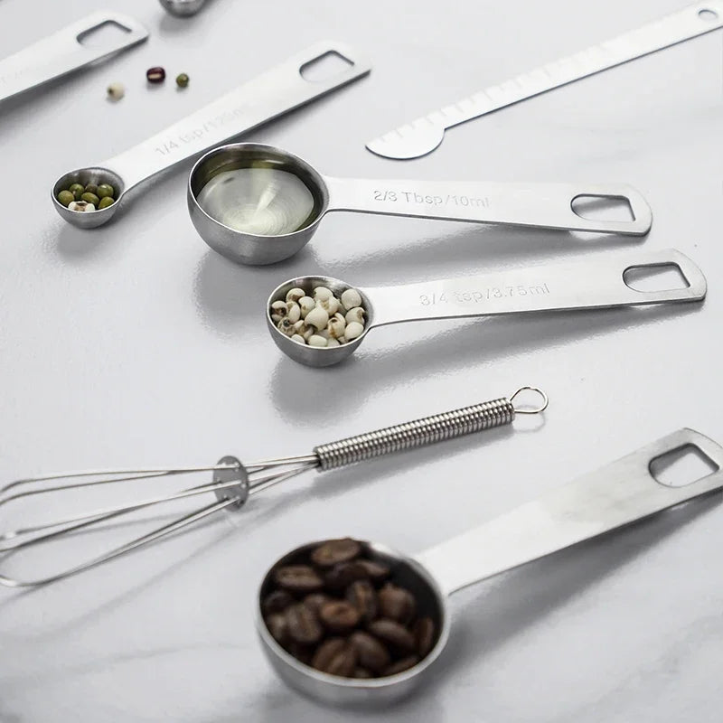 Tejesa 6/9/11Pcs Measuring Spoons Set Stainless Steel Seasoning Coffee Scoop Measuring Spoon With Scale Kitchen Baking Measuring Tools