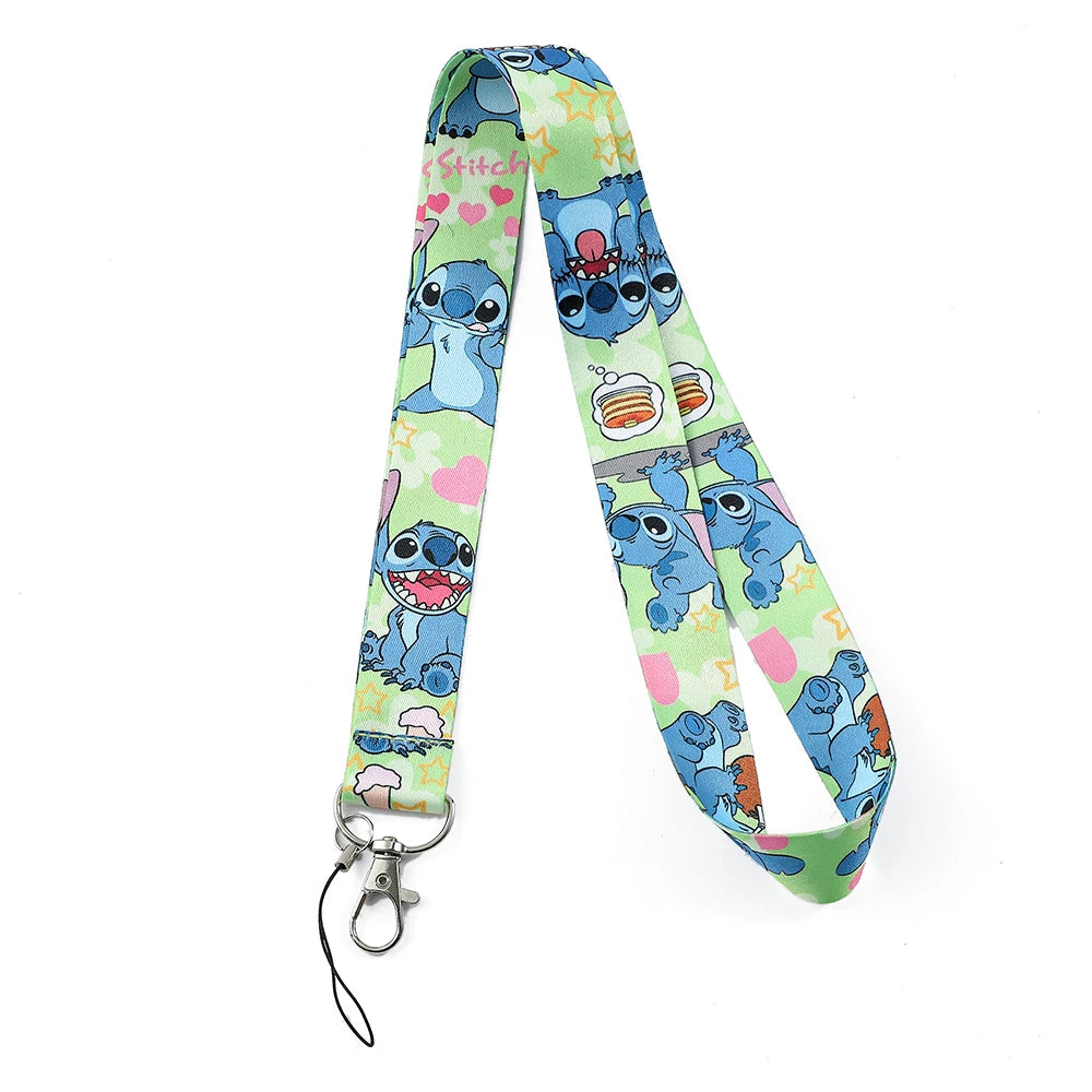 Stitch Disney Phone Lanyard Anime Lilo&Stitch Cartoon Printed Ribbon Card Cover Hanging Neck Long Rope Kawaii Gifts