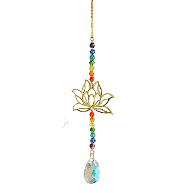 Tejesa Lotus Crystal Wind Chime Charms Made Of Metal And GlassFor Home Light Gathering Decoration OutdoorGarden Sun Catchers Crafts