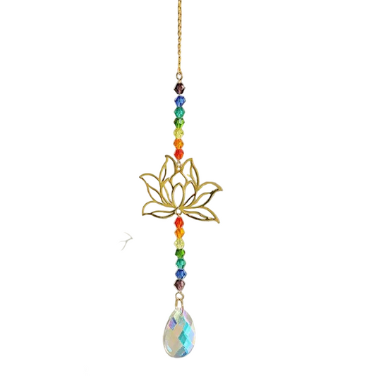 Tejesa Lotus Crystal Wind Chime Charms Made Of Metal And GlassFor Home Light Gathering Decoration OutdoorGarden Sun Catchers Crafts