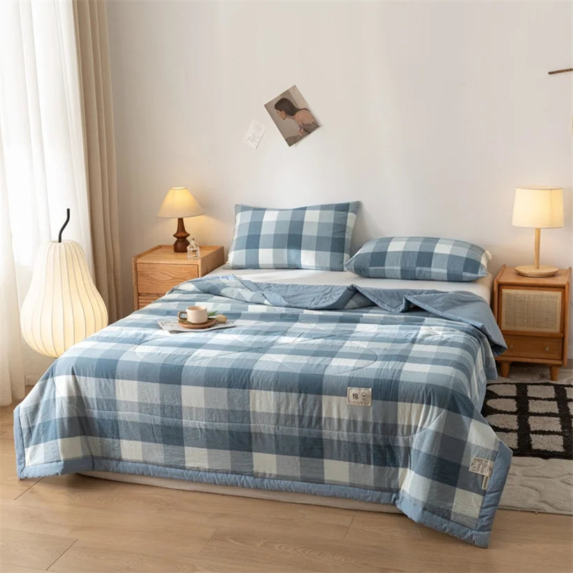 Tejesa Summer 100% Cotton Thin Quilt Comforter Soft Air Conditioning Quilt/Duvet/Blanket Lightweight Bed Cover Soft Bedding