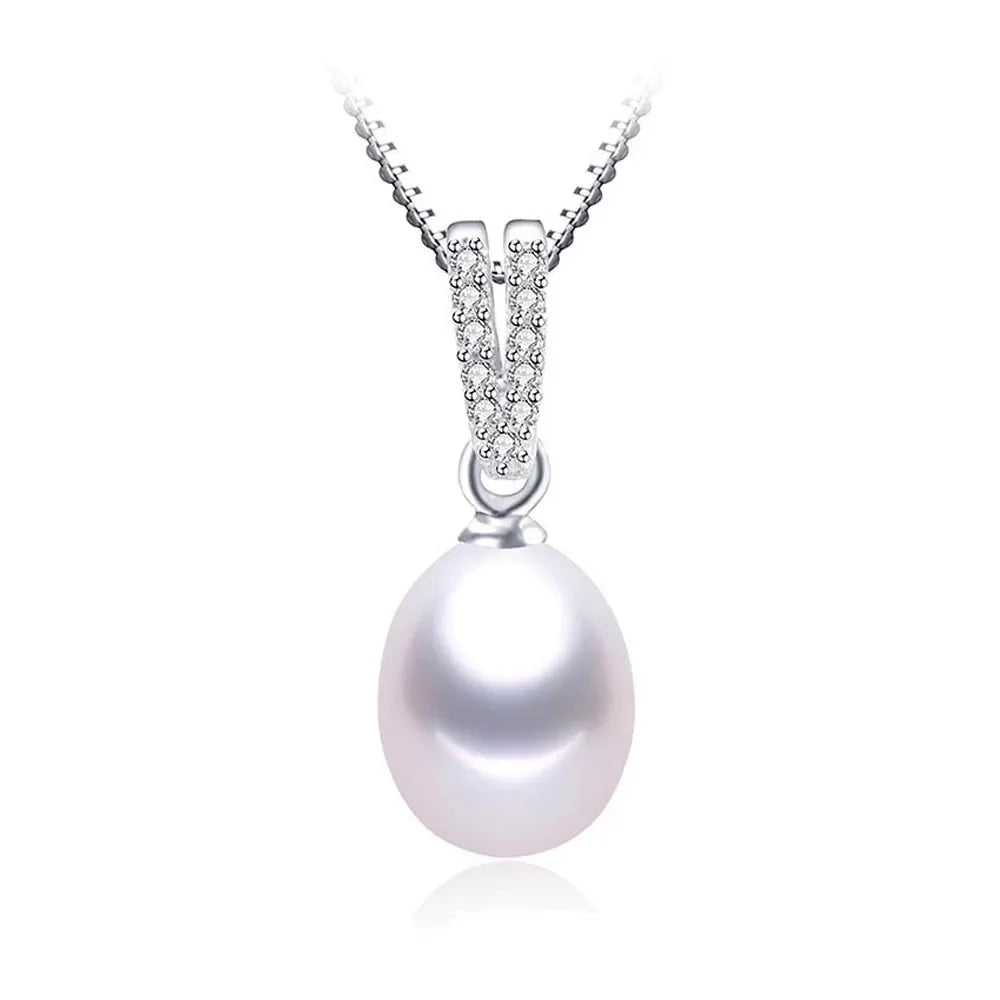 AAA Zircon 100% Natural Freshwater Pearl Pendants For Women Elegant Silver 925 Necklace 45cm Fine Jewelry(No Chain)