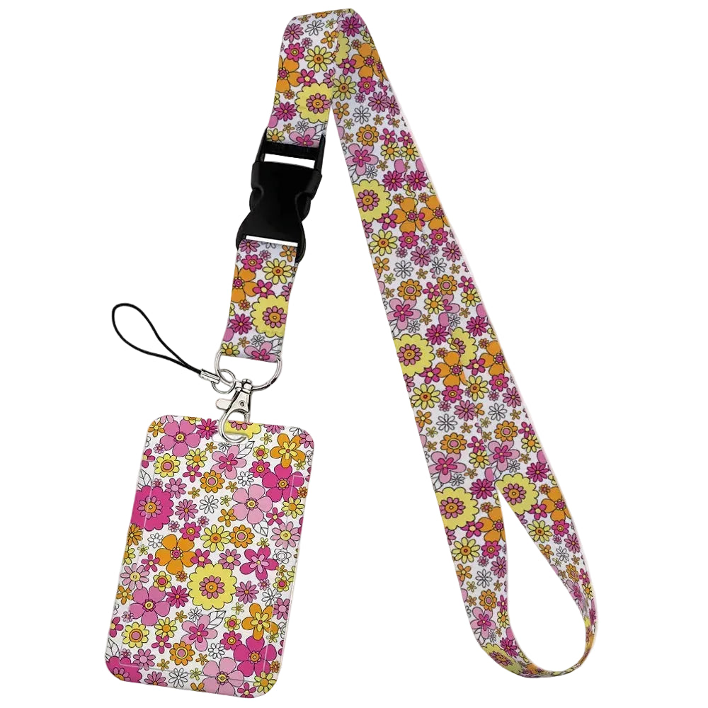 Tejesa  Flower design Lanyard Business Credit Card Holder/ Neck Strap Keychain Hang Rope ID Badge Holder