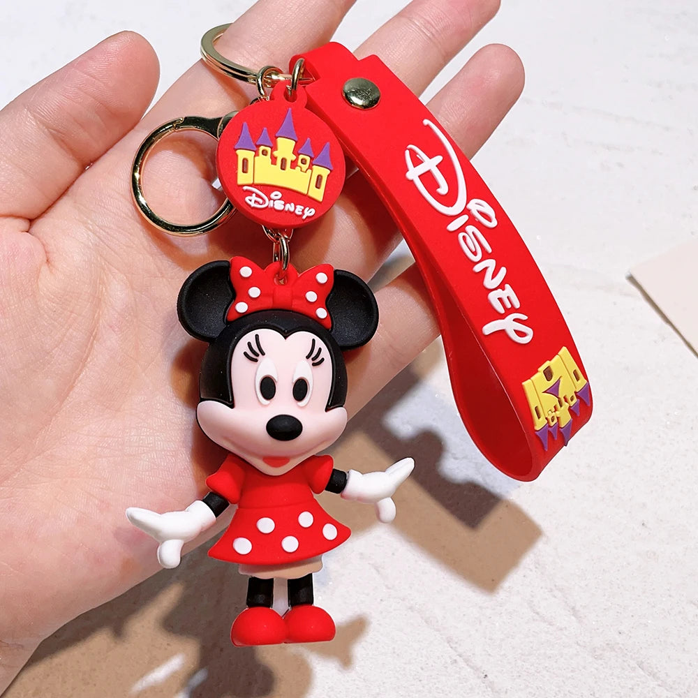 Disney Anime Mickey Keychain Cartoon Stitch Cute Minnie Keyring Student Bag Hanging All-match Car Key Chain Christmas Gifts