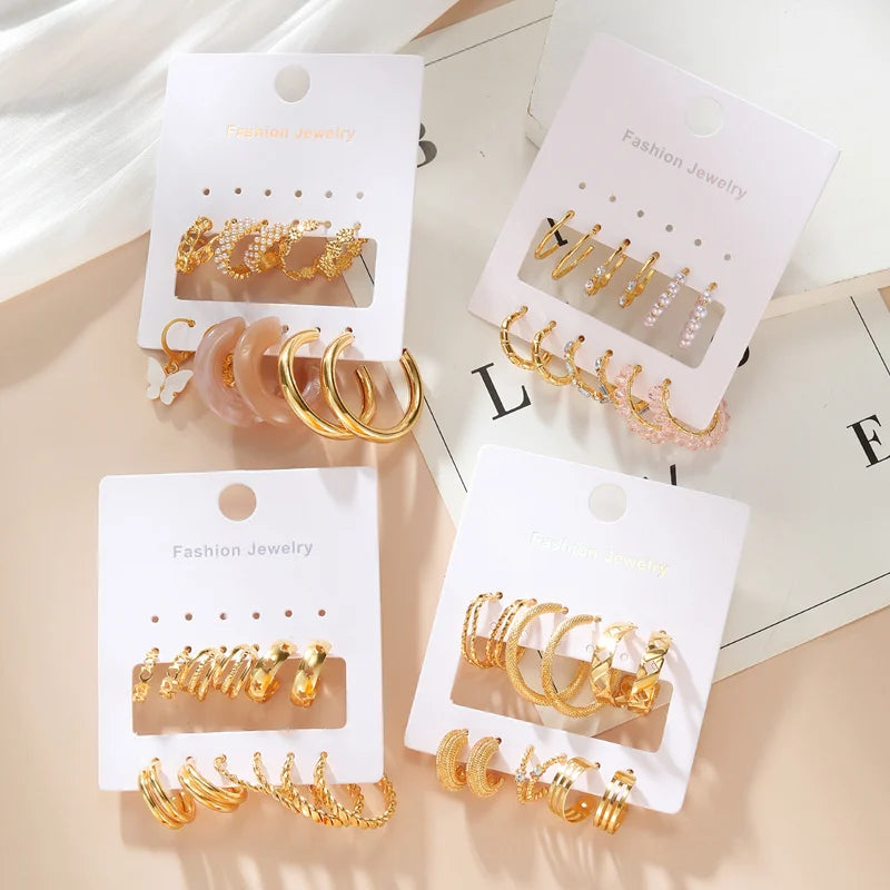 Hemasa 6 Pairs Gold Colour  Earrings Set For Women