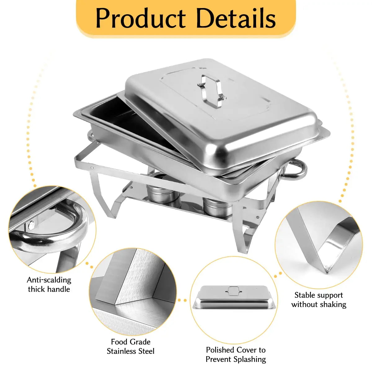 Chafing Dishes for Buffet 9L Roll Edge Designed Chafing Dish Buffet Set Food with Heat Insulating Lid-Twin Burners,Carry Handles