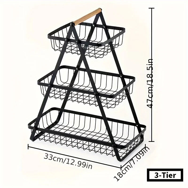 Multi-Layer Countertop Fruit Basket, Fruit Bowl, Bread Basket, Vegetable Rack for Kitchen Storage, Storage Basket for Living Room, Basket and Bowl Rack, Detachable Wire Basket for Bathroom Storage, Suitable for Home, Dining R