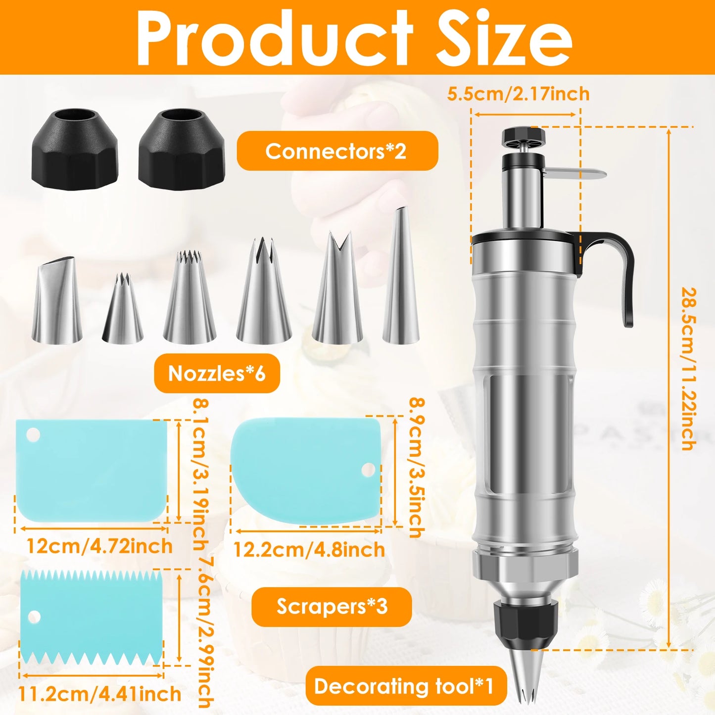Tejesa Cake Decorating Piping Syringe DIY Cupcake Decorating Nozzle Frosting Making for DessertDessert Cookies Cream Filling Injector