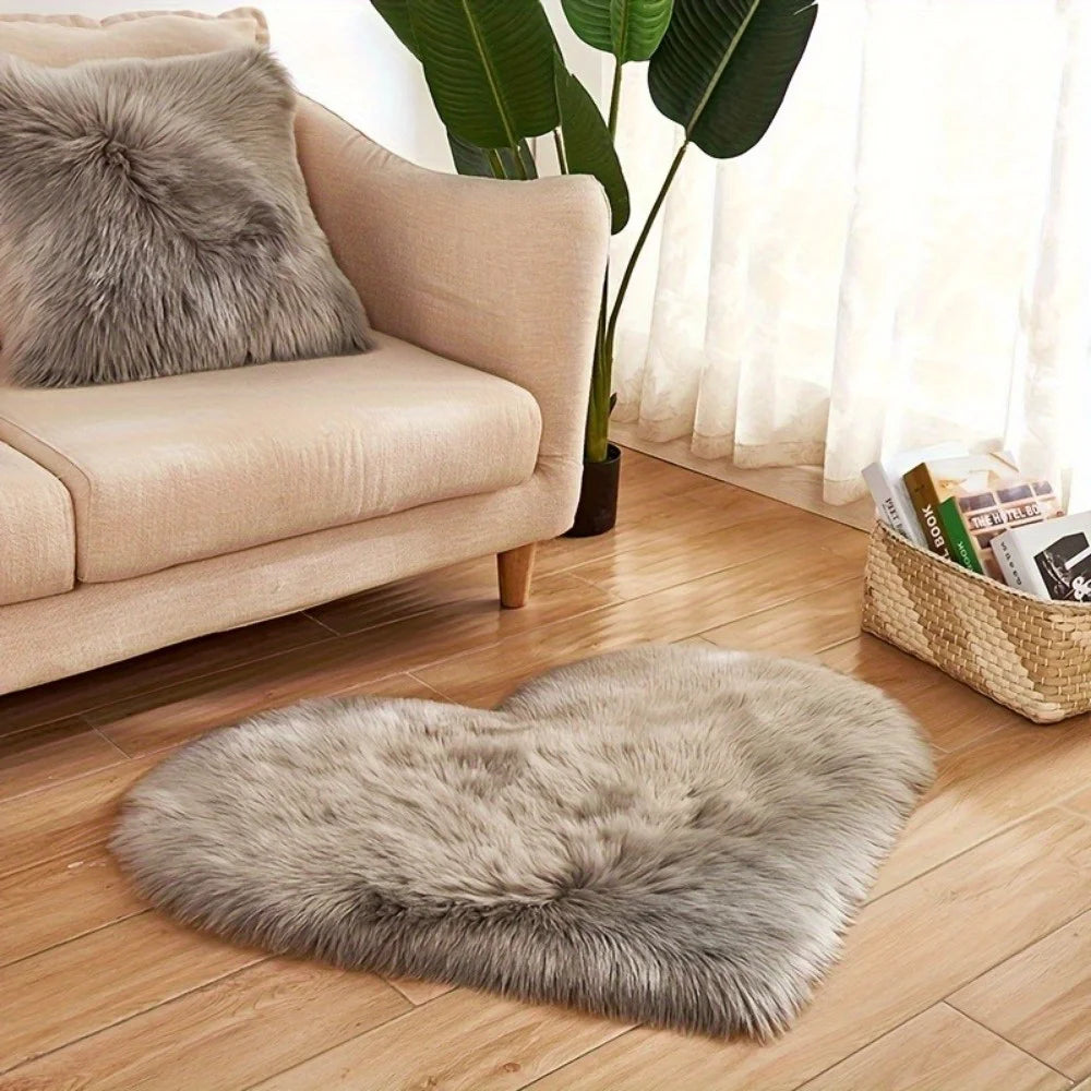 Hemasa Valentine'S Day Small Heart-Shaped Plush Area Rug Soft Indoor Carpet for Living Room Bedroom Cozy Home Decor New Year'S Gift